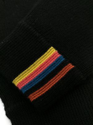 Rękawiczki wełniane w paski z nadrukiem Paul Smith czarne