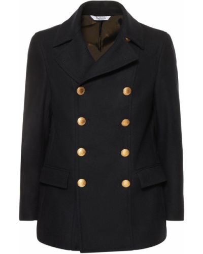 Gyapjú kabát Bottega Martinese fekete