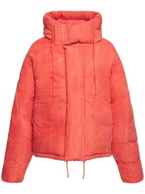 Péřová bunda s kapucí Entire Studios červená