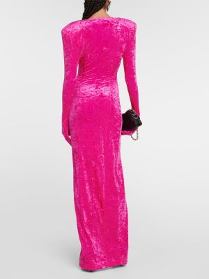 Кадифена макси рокля Vetements розово