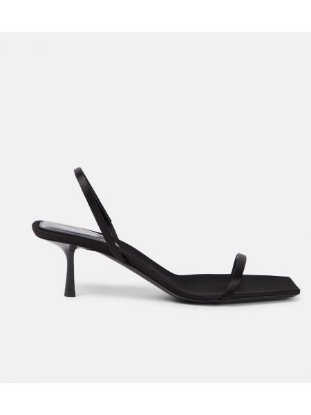 Satenske sandale Saint Laurent crna