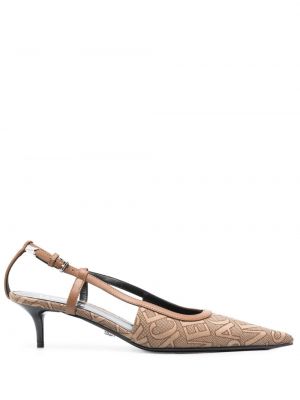 Pantofi cu toc din jacard Versace maro
