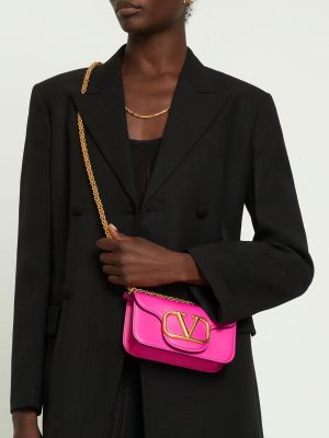 Кожени чанта Valentino Garavani розово