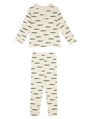 Trykt bomull pyjamas for gutter Liewood beige