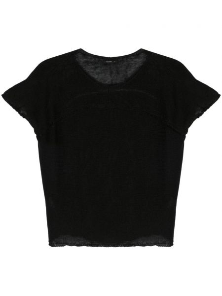 Prozirna pletena kratka bluza Transit crna