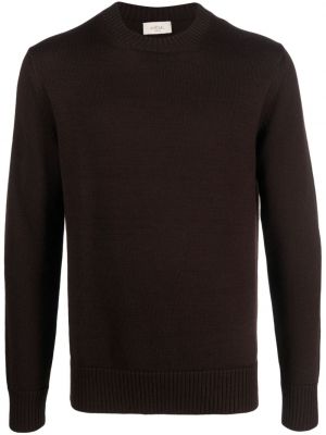 Sweter wełniany z okrągłym dekoltem Altea brązowy