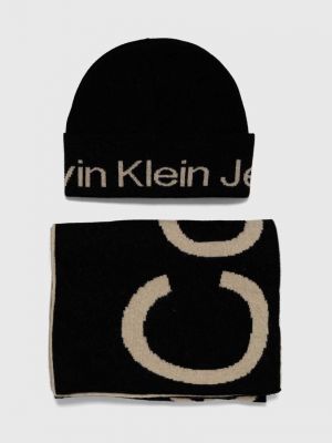 Gyapjú sál Calvin Klein Jeans fekete