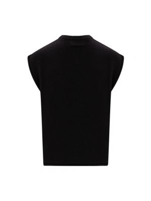 Sweter wełniany bez rękawów Mm6 Maison Margiela czarny
