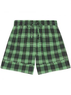 Kratke hlače s karirastim vzorcem Ganni zelena