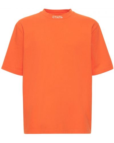 Haftowane koszulka bawełniane z wysokim kołnierzem Heron Preston - pomarańczowy
