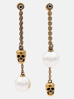 Boucles d'oreilles avec perles à boucle Alexander Mcqueen doré
