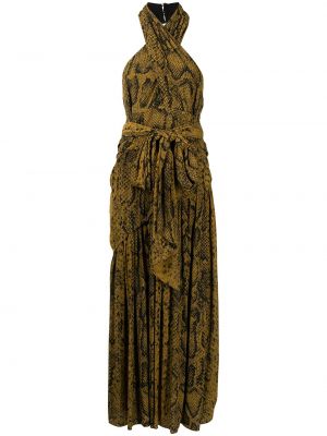 Vestido de cuero con estampado de estampado de serpiente Proenza Schouler marrón