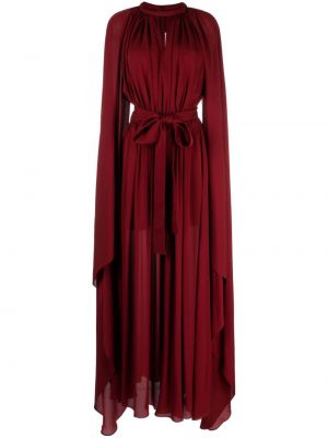 Asimetrična svilena večerna obleka z draperijo Elie Saab rdeča