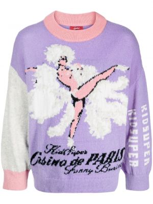 Вълнен пуловер Kidsuper виолетово