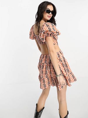 Клетчатое платье мини с вырезом на спине с принтом Reclaimed Vintage
