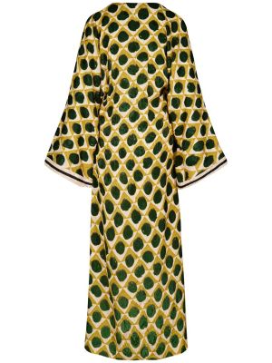 Μακρυμάνικη μάξι φόρεμα ζακάρ Johanna Ortiz κίτρινο