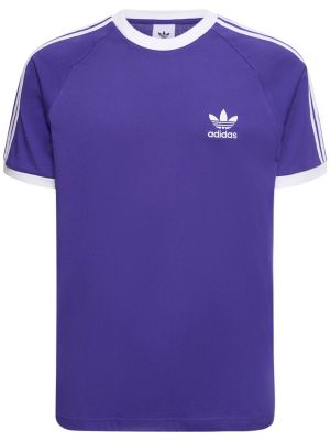 Tricou din bumbac cu dungi Adidas Originals violet