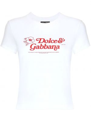 Mustriline puuvillased t-särk Dolce & Gabbana valge
