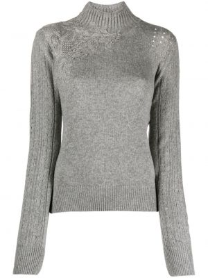 Плетен пуловер Ermanno Scervino сиво