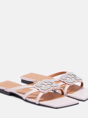 Kožené sandále z ekologickej kože Ganni ružová
