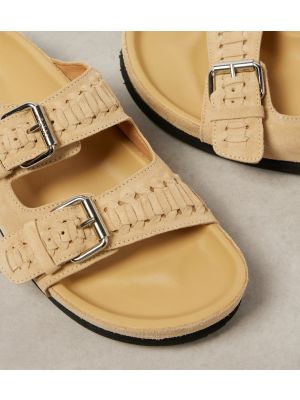Kožne sandale sa šiljcima Isabel Marant smeđa