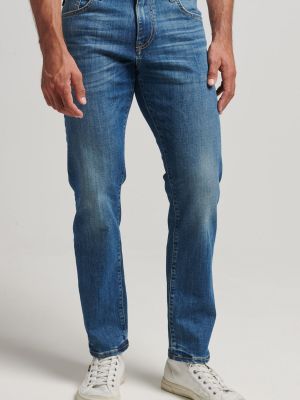 Хлопковые прямые джинсы слим Superdry синие