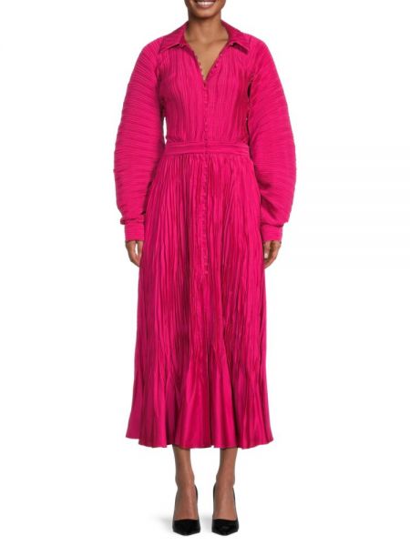 Плиссированное длинное платье Jonathan Simkhai розовое
