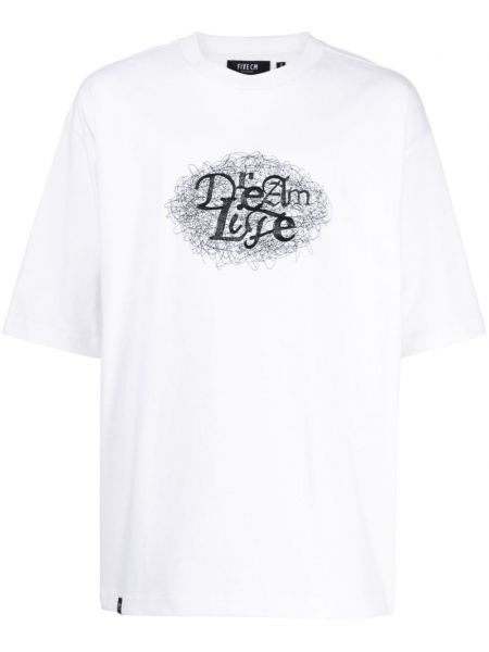 T-shirt avec imprimé slogan en coton à imprimé Five Cm blanc
