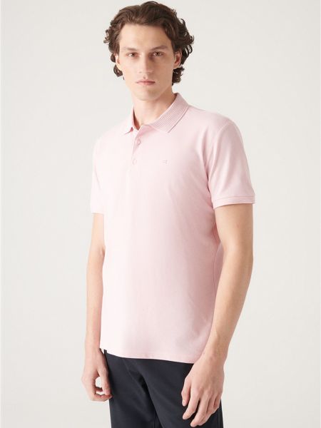 Kokvilnas polo krekls ar pogām Avva rozā