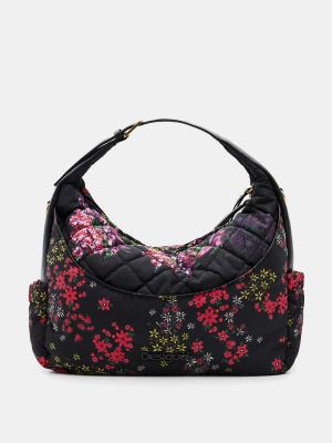Bolsa de hombro de flores con estampado acolchada Desigual negro