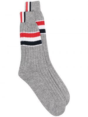 Chunky чорапи на райета с принт Thom Browne сиво