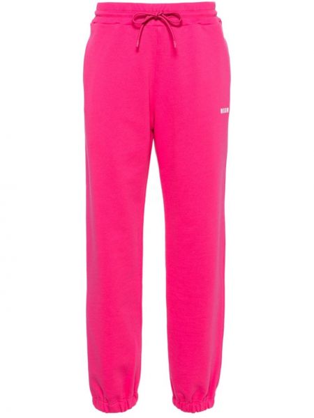 Βαμβακερό αθλητικό παντελόνι με σχέδιο Msgm ροζ