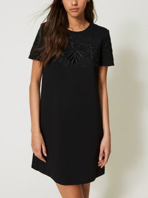 Mini vestido con bordado Twinset negro