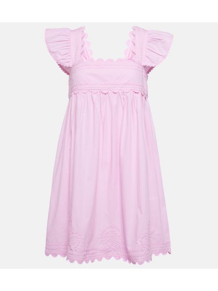 Βαμβακερή φόρεμα με κέντημα Juliet Dunn ροζ