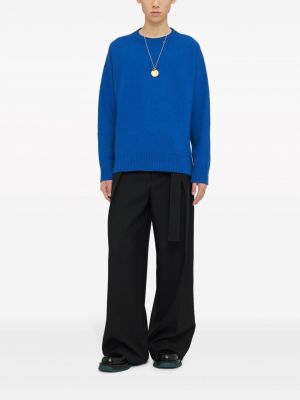 Vlněný svetr s kulatým výstřihem Jil Sander modrý
