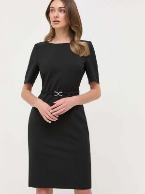 Sukienka mini dopasowana wełniana Boss czarna