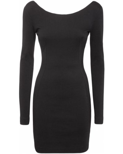 Džerzej mini šaty s výrezom na chrbte s dlhými rukávmi Dolce & Gabbana čierna