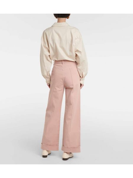 Straight fit džíny s vysokým pasem Frame růžové