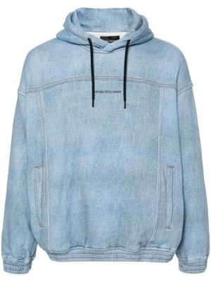 Kapučdžemperis ar apdruku Emporio Armani zils