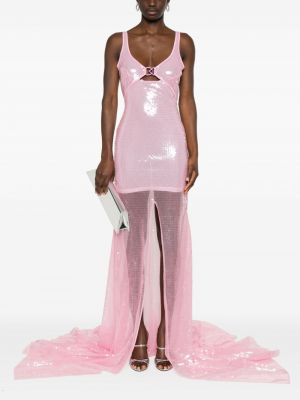 Suknele kokteiline su blizgučiais su sagtimis David Koma rožinė