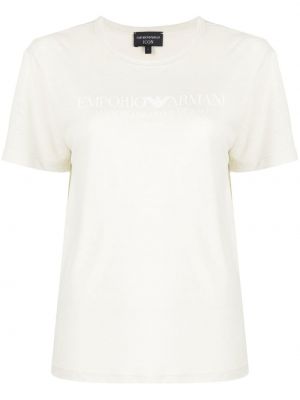 Leinen t-shirt mit print Emporio Armani beige