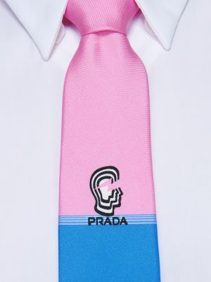 Jedwabny krawat z nadrukiem Prada