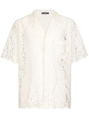 Čipkovaná priehľadná košeľa Dolce & Gabbana biela