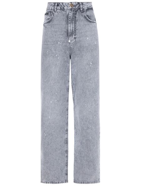 Хлопковые прямые джинсы Philipp Plein серые