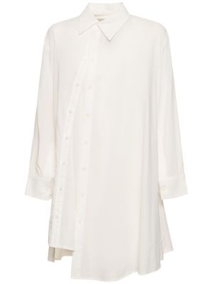 Asimetriška medvilninė marškiniai su sagomis Yohji Yamamoto balta