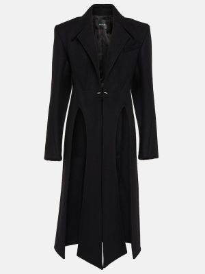 Černý vlněný kabát Mugler