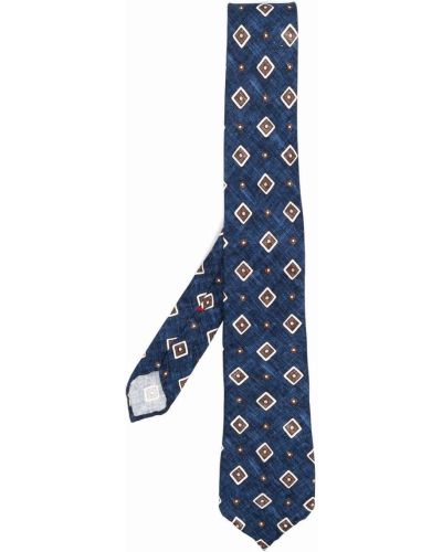 Jedwabny krawat z nadrukiem Dell'oglio niebieski