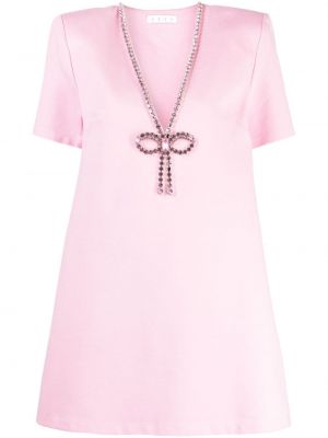 Kleid mit schleife mit v-ausschnitt mit kristallen Area pink
