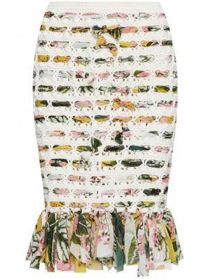 Suknja s cvjetnim printom s printom Oscar De La Renta bijela