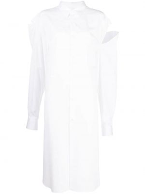 Klasické bavlněné dlouhé šaty s dlouhými rukávy Comme Des Garçons - bílá